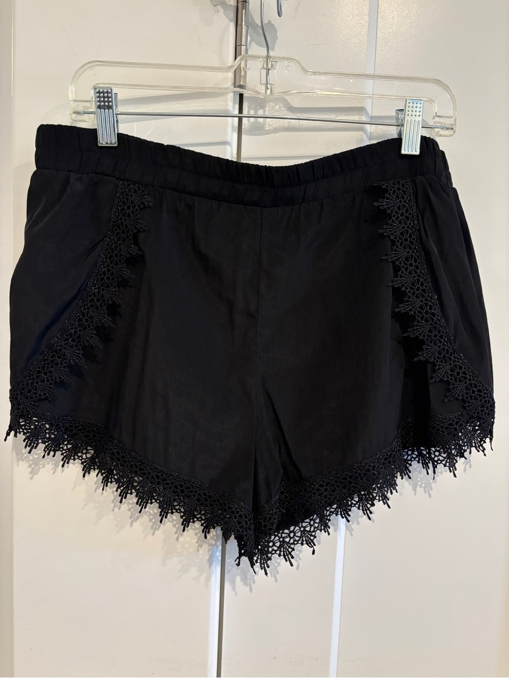 Revolution Black Elastic-Waist Shorts with Yellow Brand Tag